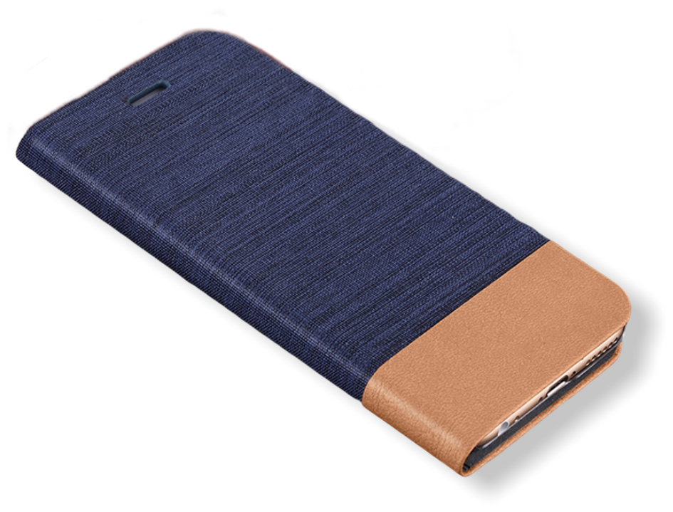 Чехол-книжка для Xiaomi Poco M3 из водоотталкивающей ткани под джинсу с вставкой под кожу синий