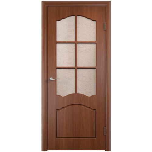 Межкомнатные двери Verda облицованные ПВХ Лидия Итальянский орех Тонированное стекло