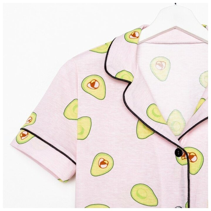 Пижама женская (рубашка и шорты) KAFTAN Avocado р. 52-54, розовый - фотография № 2