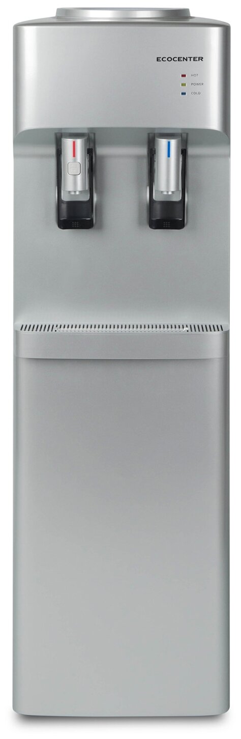 Кулер (диспенсер) для воды напольный с нагревом и электронным охлаждением ECOCENTER A-F522EC с шкафчиком, серебро