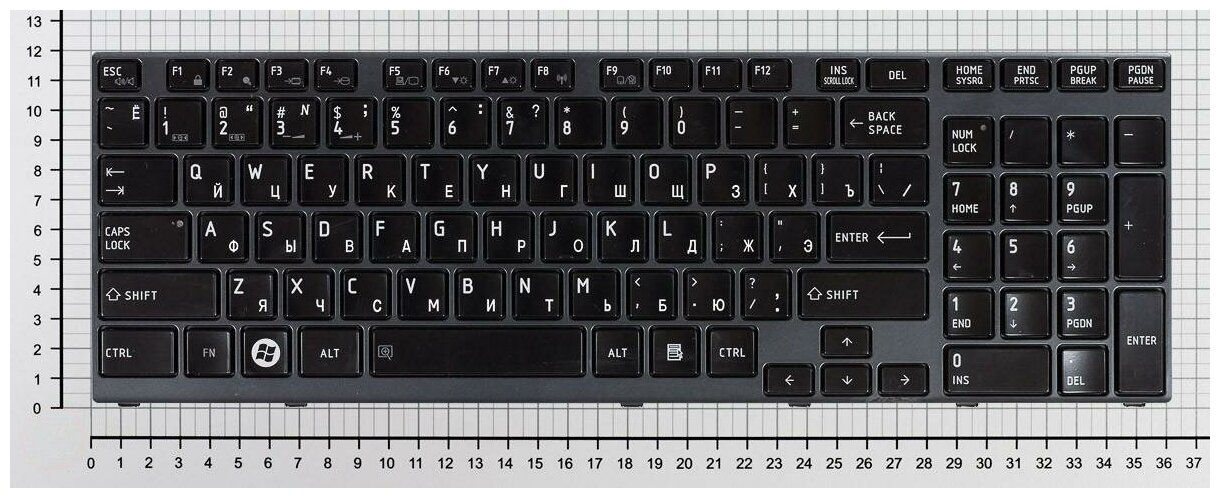 Клавиатура для ноутбука Toshiba Satellite A660-158 черная с черной рамкой версия 1
