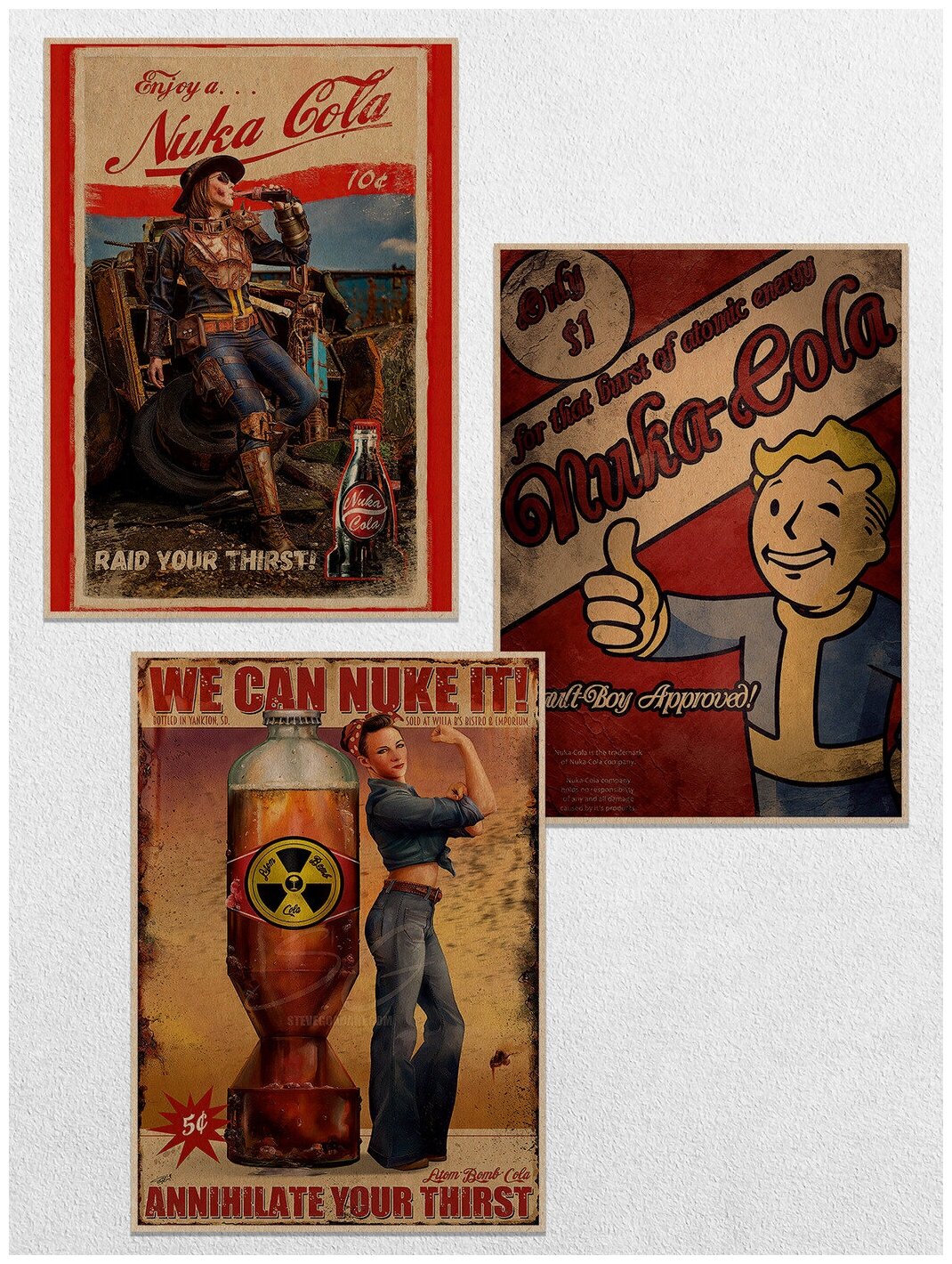 Постеры интерьерные Fallout 1 Набор Плакатов 3 шт