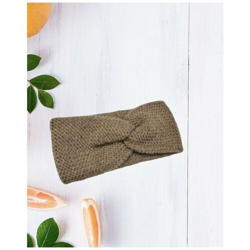 Теплая повязка на голову для женщин платочная вязка темно-бежевый 705₽