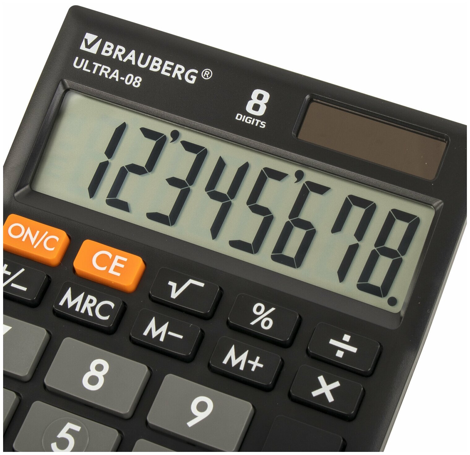 Калькулятор настольный BRAUBERG ULTRA-08-BK компактный (154x115) 8 разрядов двойное питание черный 250507