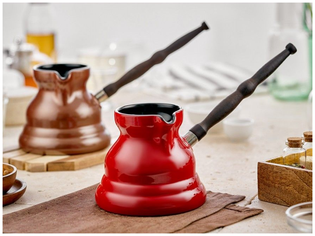 Турка керамическая для кофе Ceraflame Vintage с индукционным покрытием, 650 мл, цвет красный Hoff - фото №17