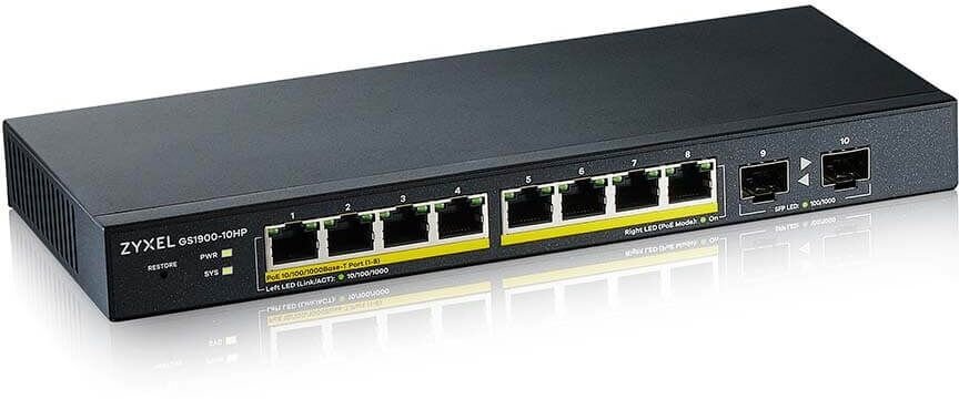 Коммутатор/ Smart L2 PoE+ Switch Zyxel GS1900-10HP 8xGE PoE+ 2xSFP Desktop Silent Budget PoE 77W