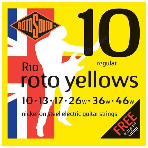 Набор струн Rotosound ROTO YELLOWS R10, 1 уп. струны для электрогитары 10 60 rotosound dark zone limited edition