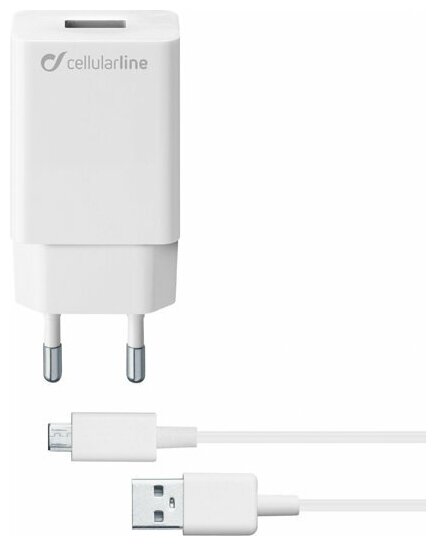 Сетевое зарядное устройство Cellular Line ACHSMKIT10WMUSBW White