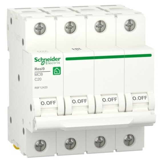 Автоматический выключатель Systeme Electric (schneider Electric) SCHNEIDER ELECTRIC RESI9 (АВ) С 20А 4P 6000A, R9F12420