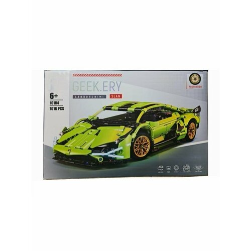 конструктор спорткар lamborghini slan салатовый 10104 Конструктор Техник 10104 - Спорткар Lamborghini SLAN