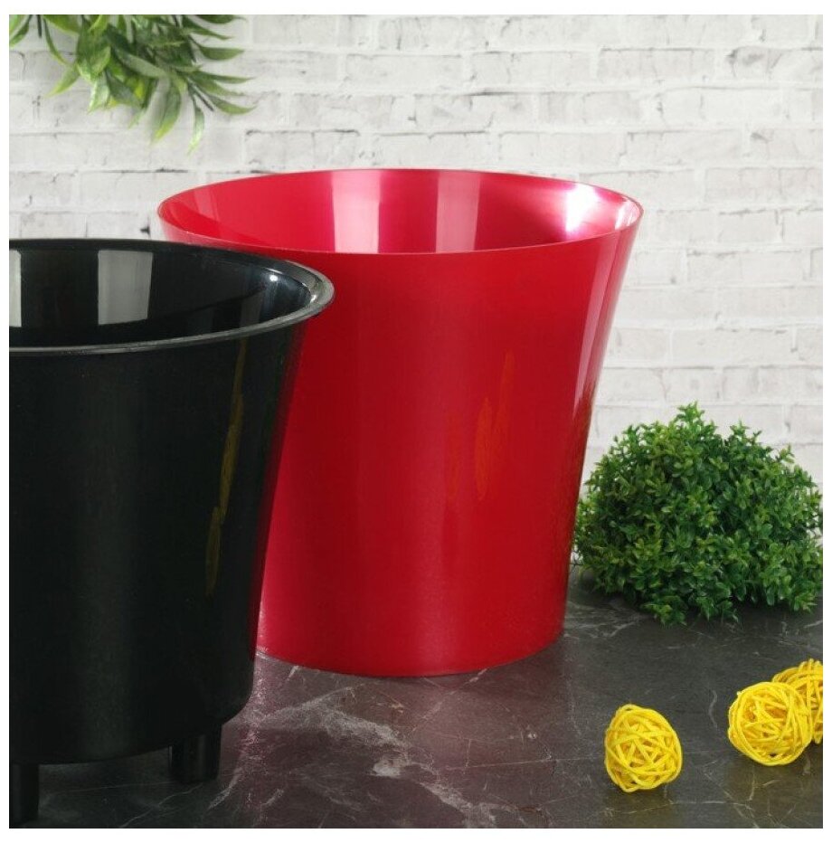 фото Горшок Santino Arte 5л, красный-черный, с системой автополива