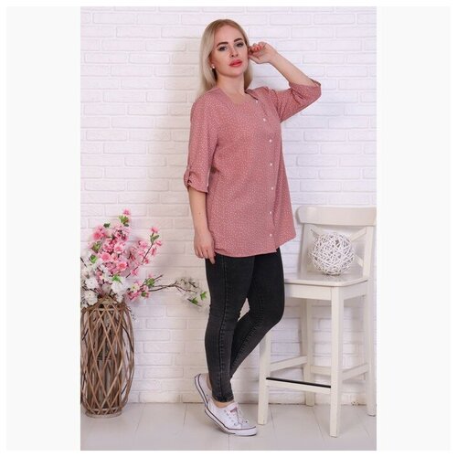 фото Рубашка женская, цвет пудра, размер 60 rusexpress
