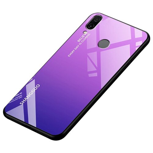 фото Чехол-бампер mypads для xiaomi redmi 7/ redmi y3 стеклянный из закаленного стекла с эффектом градиент зеркальный блестящий переливающийся фиолетовый