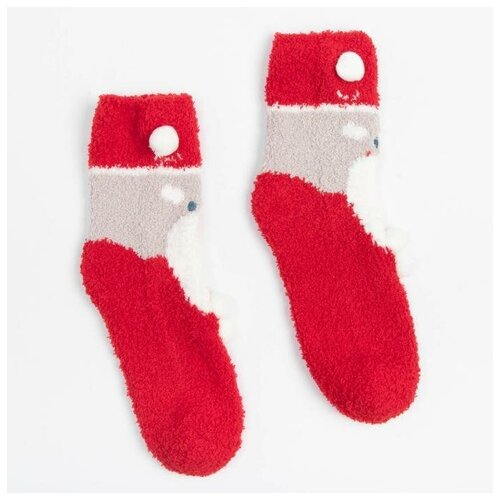 Женские носки Minaku средние, махровые, на Новый год, размер 36-39, красный