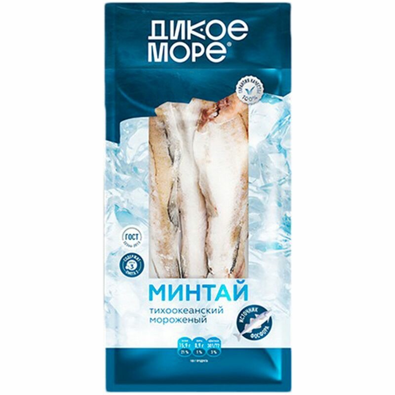 Минтай Дикое Море без головы замороженный, 1.9 кг