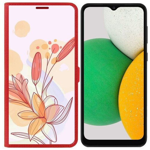 Чехол-книжка / Защитный кейс / Krutoff Eco Book для Samsung Galaxy A03 Core (A032) Фантазия (красный)