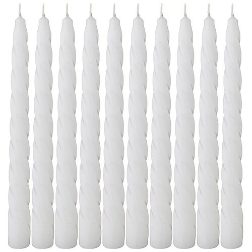 Набор свечей из 10 штук крученые лакированный белый высота 23 см KSG-348-847