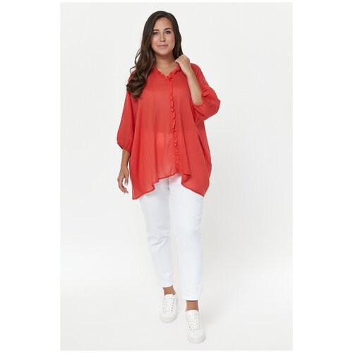 Блуза  Olsi, укороченный рукав, размер 64, красный