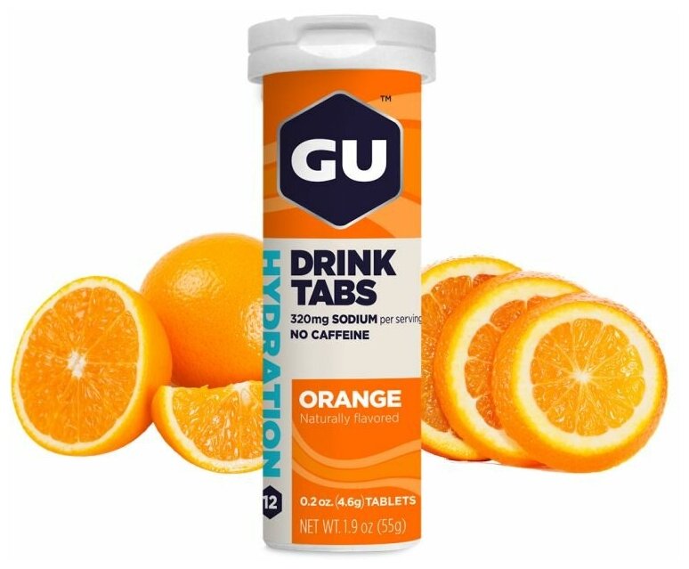 Изотоник GU ENERGY GU HYDRATION DRINK TABS 1 туба, Апельсин