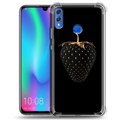 фото Дизайнерский силиконовый с усиленными углами чехол для huawei p smart 2019 темная клубничка 100gadgets