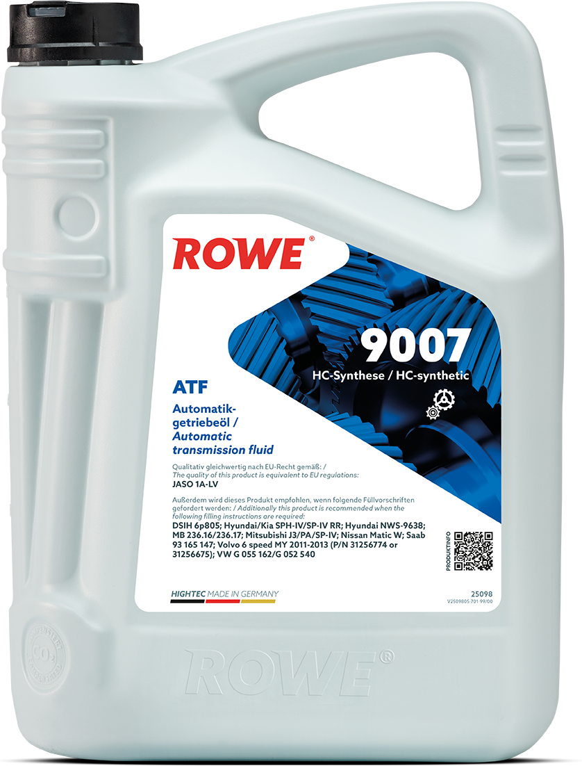 Масло трансмиссионное ROWE ATF Hightec 9007 JASO 1A-LVDSIH 6p805,Hyundai/Kia SPH-IV/SP-IV RR синтетическое 5 л