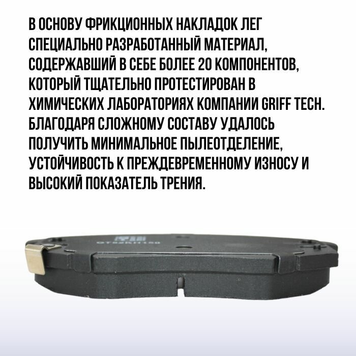Колодки тормозные передние GRIFF TECH для KIA Optima 16- HYUNDAI Sonata 17 - / Киа Оптима Хендай Соната / 58101D4A00 GT52KH150