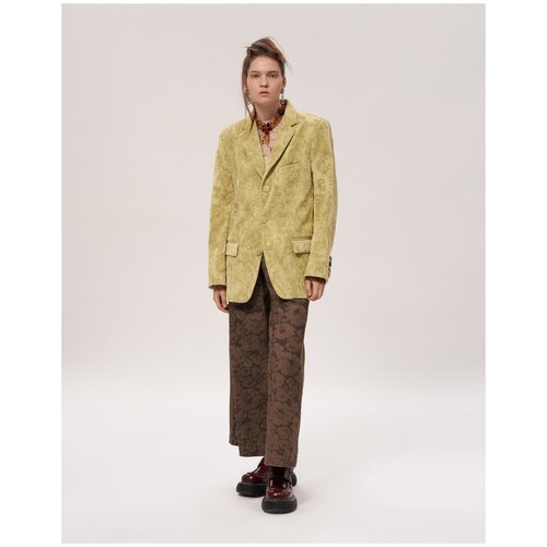 Пиджак ROMA UVAROV DESIGN, средней длины, силуэт прямой, размер XL, зеленый