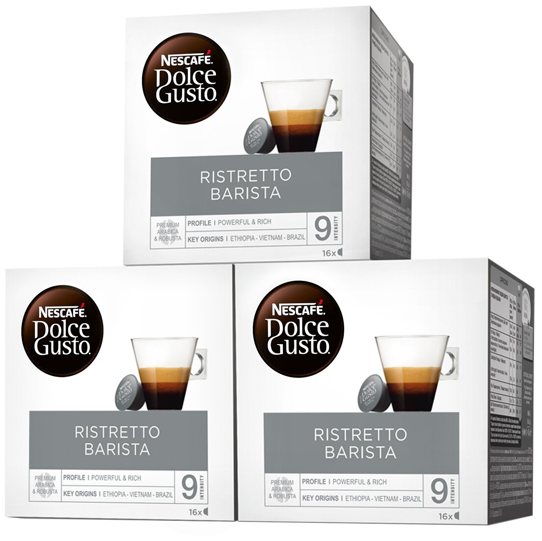 Кофе в капсулах Nescafe Dolce Gusto Ristretto Barista 48 капсул (3 упаковки по 16 капсул) Нескафе Дольче Густо Ристретто Бариста