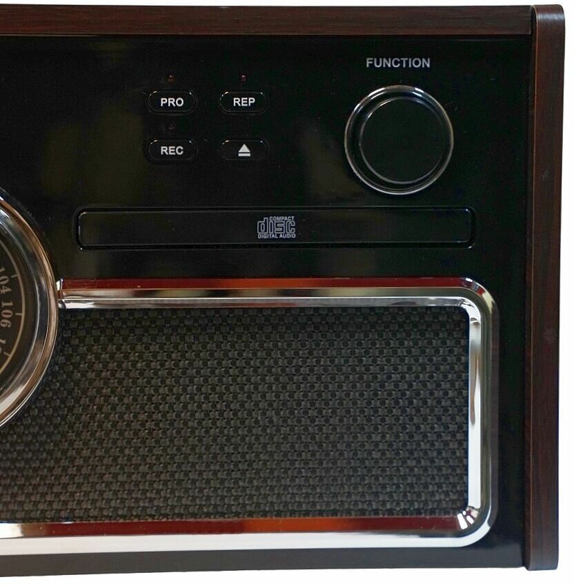 Виниловый проигрыватель пластинок Audio-Retro RP-188/ Радиоприёмник AM/FM CD USB Bluetooth/ Ретро/ Музыкальный центр/ темно-коричневый