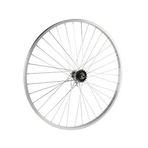 фото Колесо заднее aristo 24" двойной обод, тормозная втулка на гайке, 1 скорость, ножной тормоз, звезда 19t, серебристое aristo cyclo