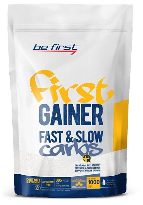 Гейнер Be First Gainer Fast & Slow Carbs, 1000гр., Ваниль