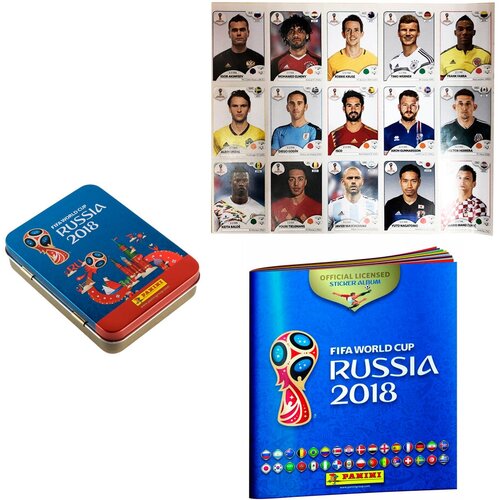 Альбом + металлическая коробочка и лист наклеек Panini чемпионат мира ПО футболу FIFA 2018 (15 наклеек) альбом road to 2018 fifa 15 наклеек в комплекте