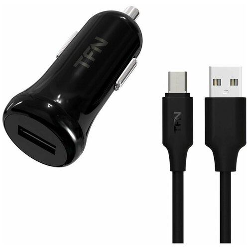 Автомобильное зарядное устройство TFN 1А + micro USB, черный зарядное устройство вход 220в выход 4usb g 5в 5а