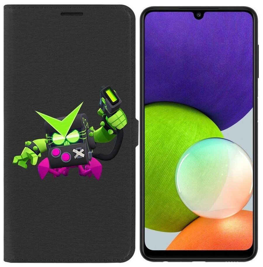 Чехол книжка Krutoff Эко Book для Samsung Galaxy M22 (M225) Brawl Stars-Вирус 8-БИТ (черный)