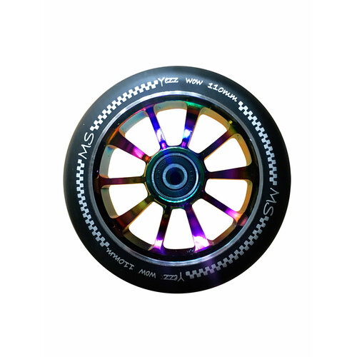 колесо yezz колесо для трюкового самоката yezz 110 мм meduza черный белый Колесо Yezz Колесо для трюкового самоката Yezz 110 мм 10S-10 спиц одинарных бензин