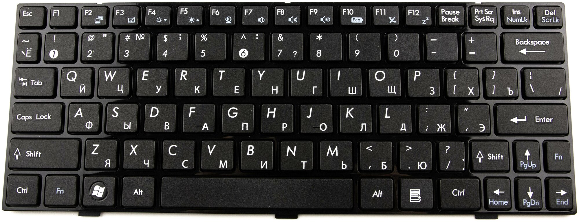 Клавиатура для ноутбука MSI U160DXH черная с черной рамкой 1920₽