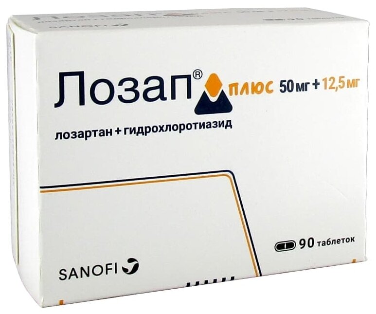 Изображение Лозап плюс таб. п/о плен., 50 мг+12.5 мг, 90 шт.