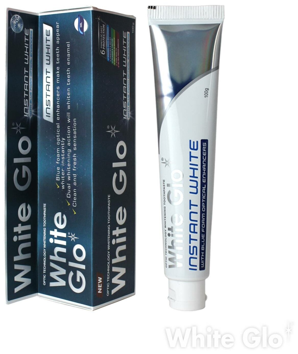 Зубная паста White Glo, Отбеливающая Мгновенное отбеливание, 100 г