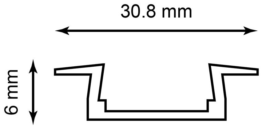 Профиль алюминиевый встраиваемый широкий, серебро, CAB252, FERON 10293 (1 шт.)