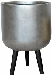 Кашпо Конкрит с подставкой, файберстоун, серебристое, D30 H43 cm