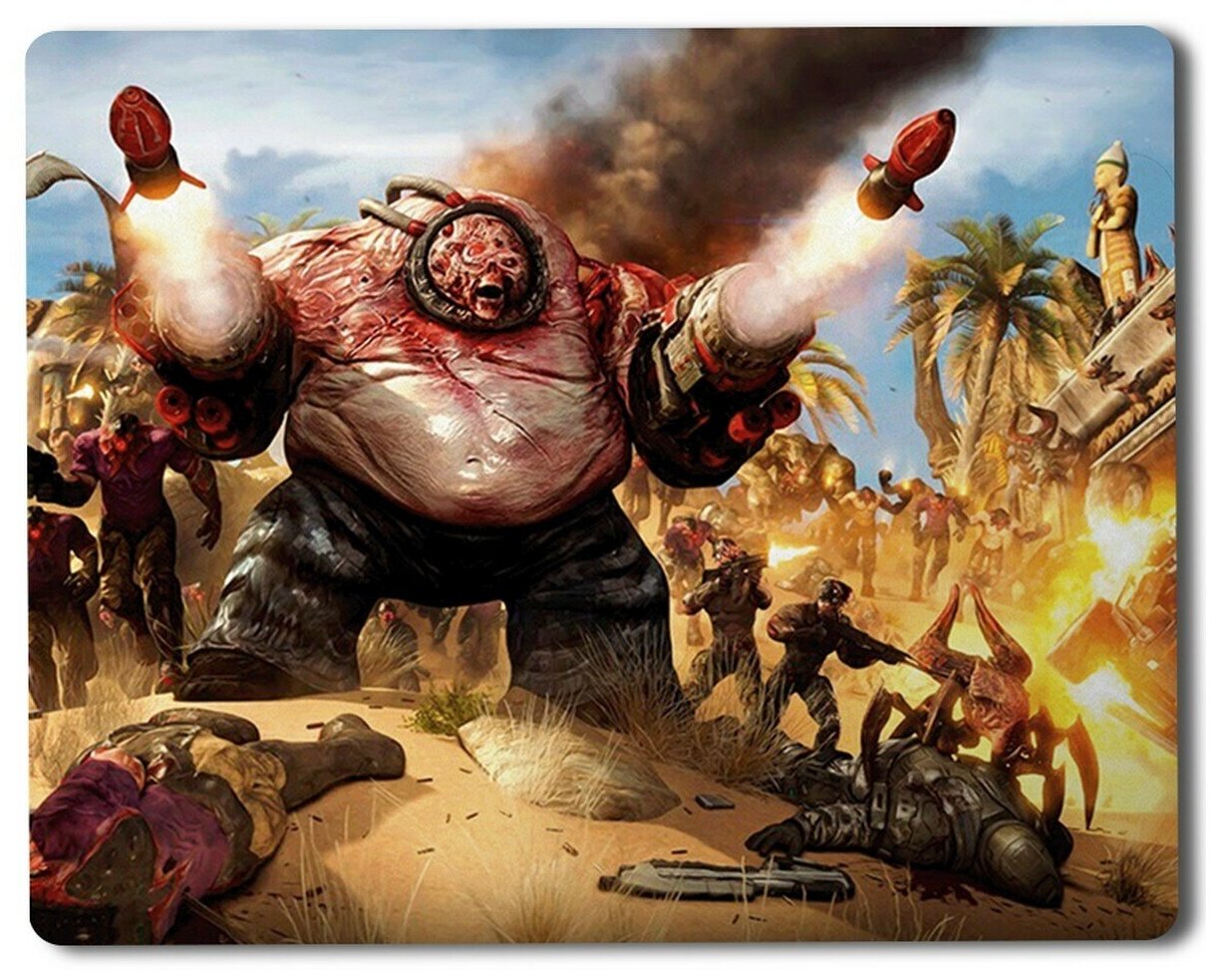 Геймерский коврик Serious Sam сериос сэм серьезный сэм персонаж демоны монстры охотник трэш -1