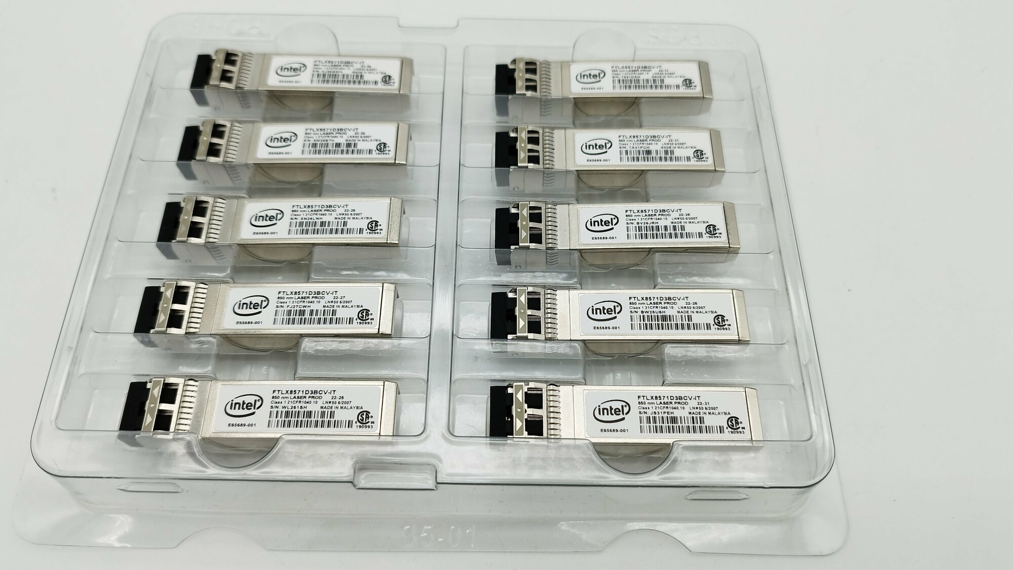 Intel Сетевая карта E10GSFPSR FTLX8571D3BCV-IT FTLX8571D3BCL модуль Ethernet SFP+ SR Optics для Ethernet Server Adapter X520-DA2