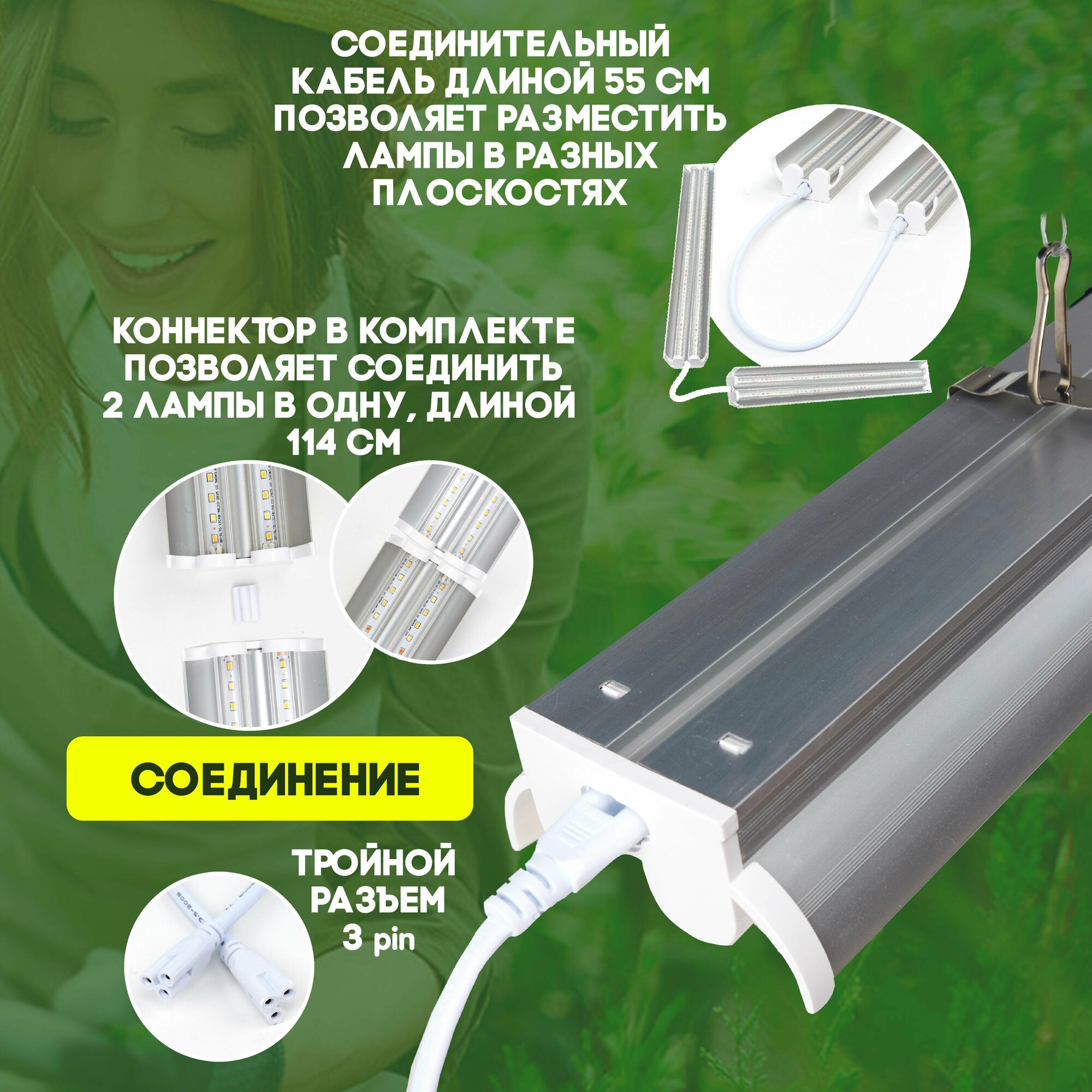 Фитолампа для выращивания растений рассады Led Фитосветильник полный спектр лампа для цветов светодиодная — фото 1