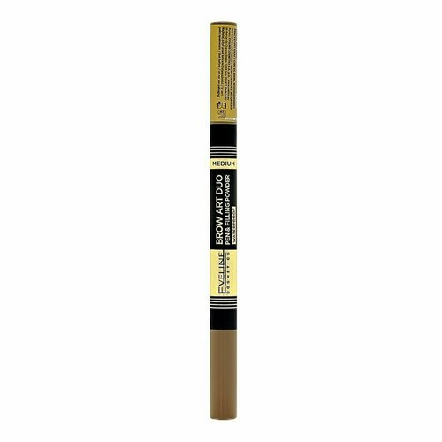 Eveline Cosmetics Ультратонкий водостойкий маркер и пудра для бровей Brow Art Duo тон 02 Medium, 1,2 г, 1 шт