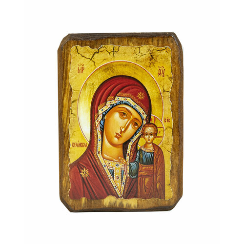 Икона под старину на состаренном дереве Пресвятая Богородица Казанская 10х7 см икона под старину на состаренном дереве пресвятая богородица неупиваемая чаша 10х7 см