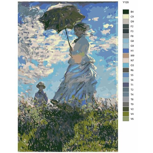 фото Картина по номерам y-129 "клод моне дама с зонтиком" 50х70 brushes-paints