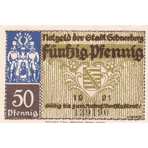 Германия (Веймарская Республика) Шнеберг 50 пфеннигов 1921 г. (№6) германия веймарская республика треффурт 50 пфеннигов 1921 г 6