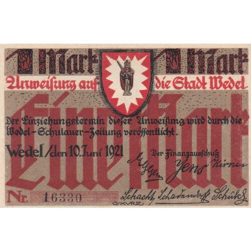 Германия (Веймарская Республика) Ведель 1 марка 1921 г. германия веймарская республика ведель 25 пфеннигов 1921 г