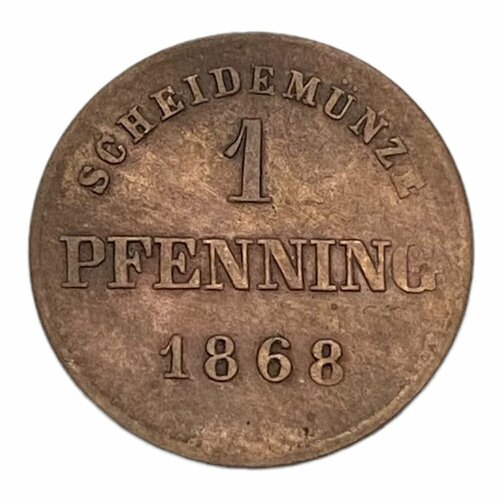 Германия, Бавария 1 пфеннинг 1868 г. 1748 монета германия гослар 1748 год 1 пфеннинг дева мария медь vf