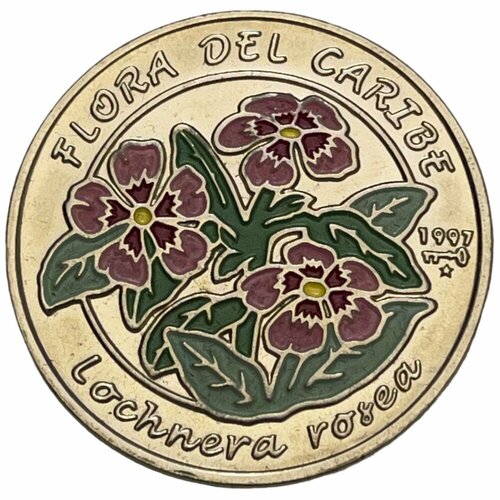 Куба 1 песо 1997 г. (Карибская флора - Катарантус розовый) куба 1 песо 2001 г кубинская флора жёлтая орхидея